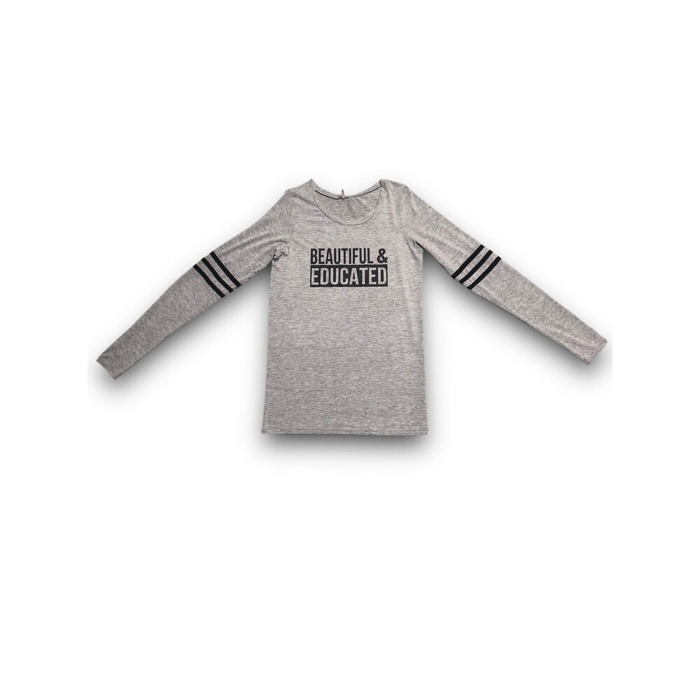 Poof Apparel Women's "Beautiful & Educated" Long Sleeve Graphic Shirt - Small